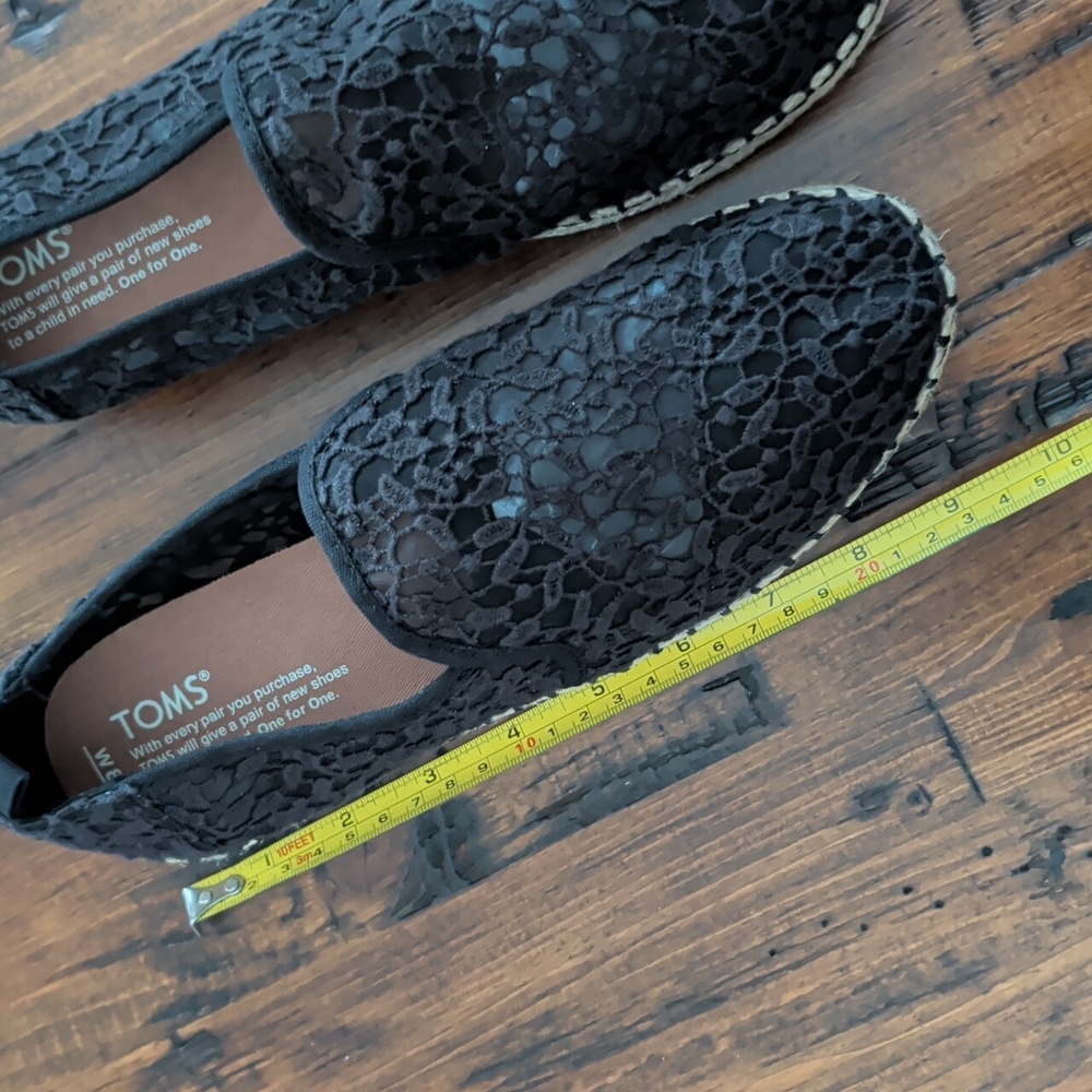 TOMS Black Lace Espadrille Rope Flats Size W8 NEW - Picture 9 of 12